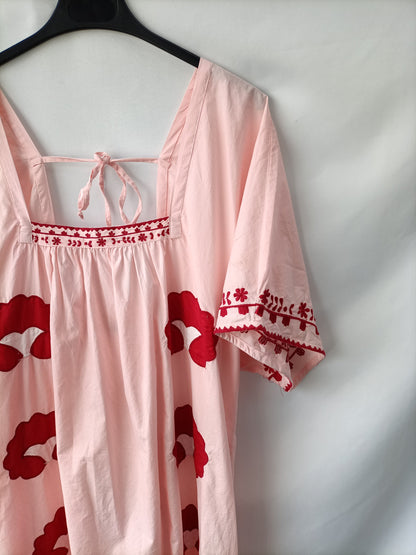 ZARA. Vestido largo bordados T.m