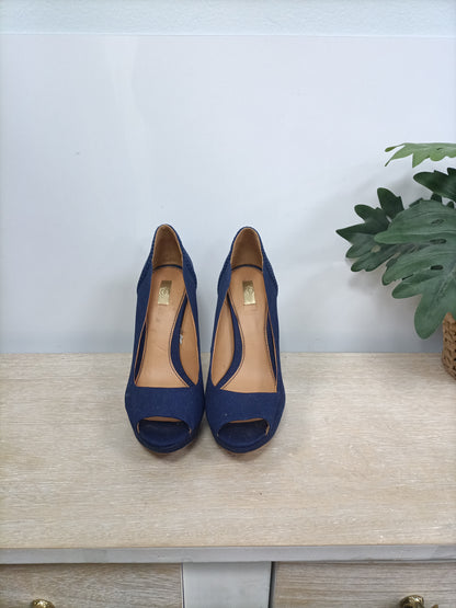 STRADIVARIUS.Tacones azules plataforma T.38