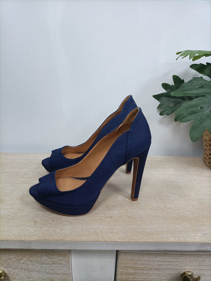 STRADIVARIUS.Tacones azules plataforma T.38