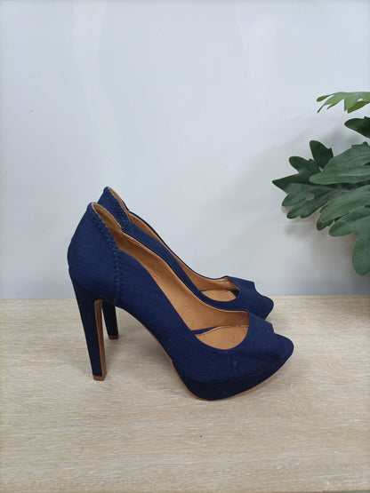 STRADIVARIUS.Tacones azules plataforma T.38