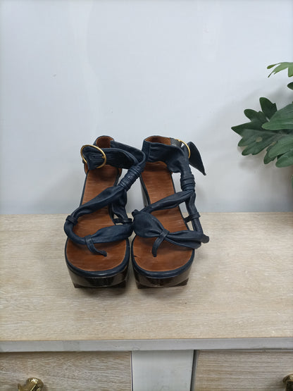 CHIE MIHARA. Blue wooden sandal, size 37
