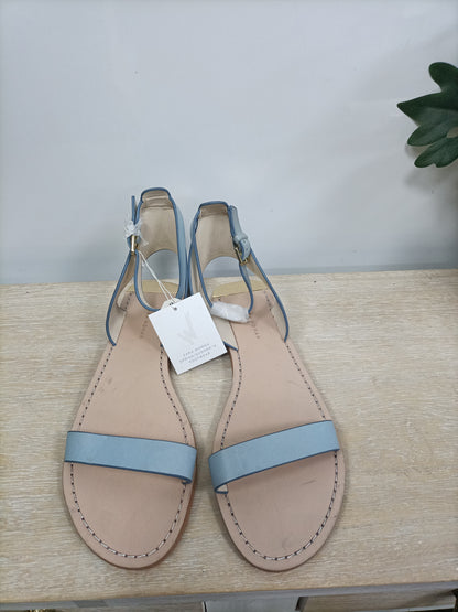 ZARA. Sandalia plana tiras azul celeste T.39