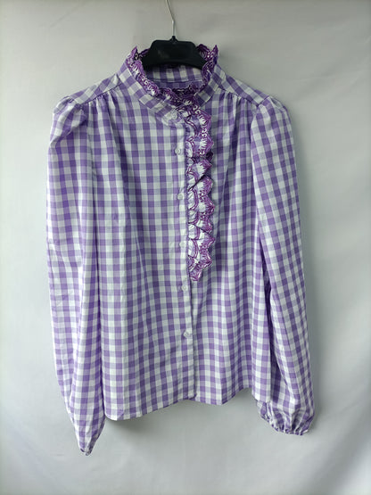 OTHERS. Purple plaid blouse Tu(m)