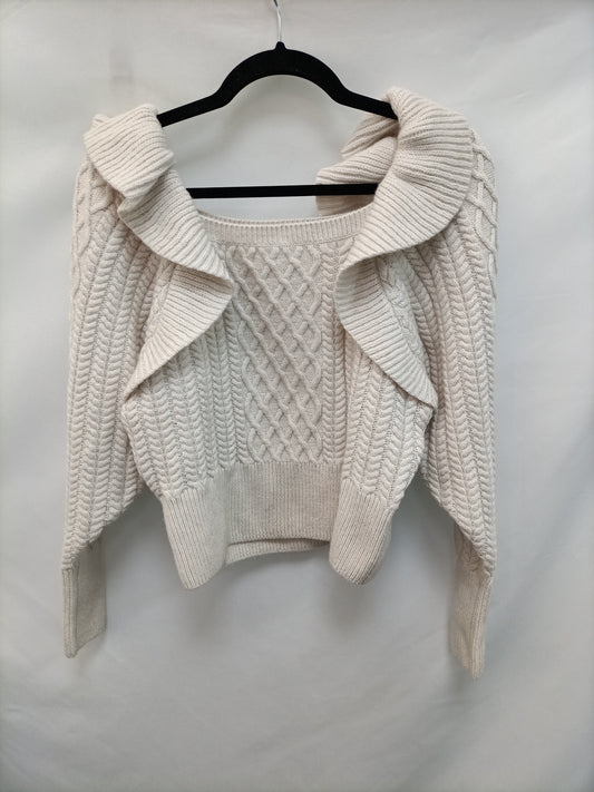 H&M. Jersey beige volante T.l