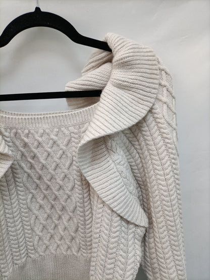 H&M. Jersey beige volante T.l