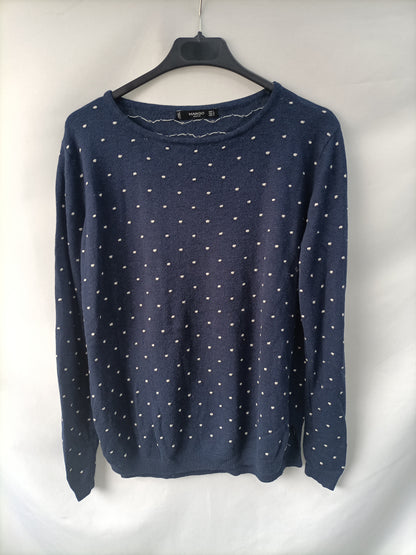 MANGO.Jersey lunares blancos T.L