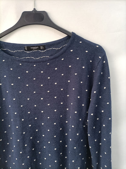 MANGO.Jersey lunares blancos T.L