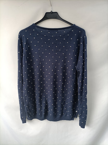 MANGO.Jersey lunares blancos T.L