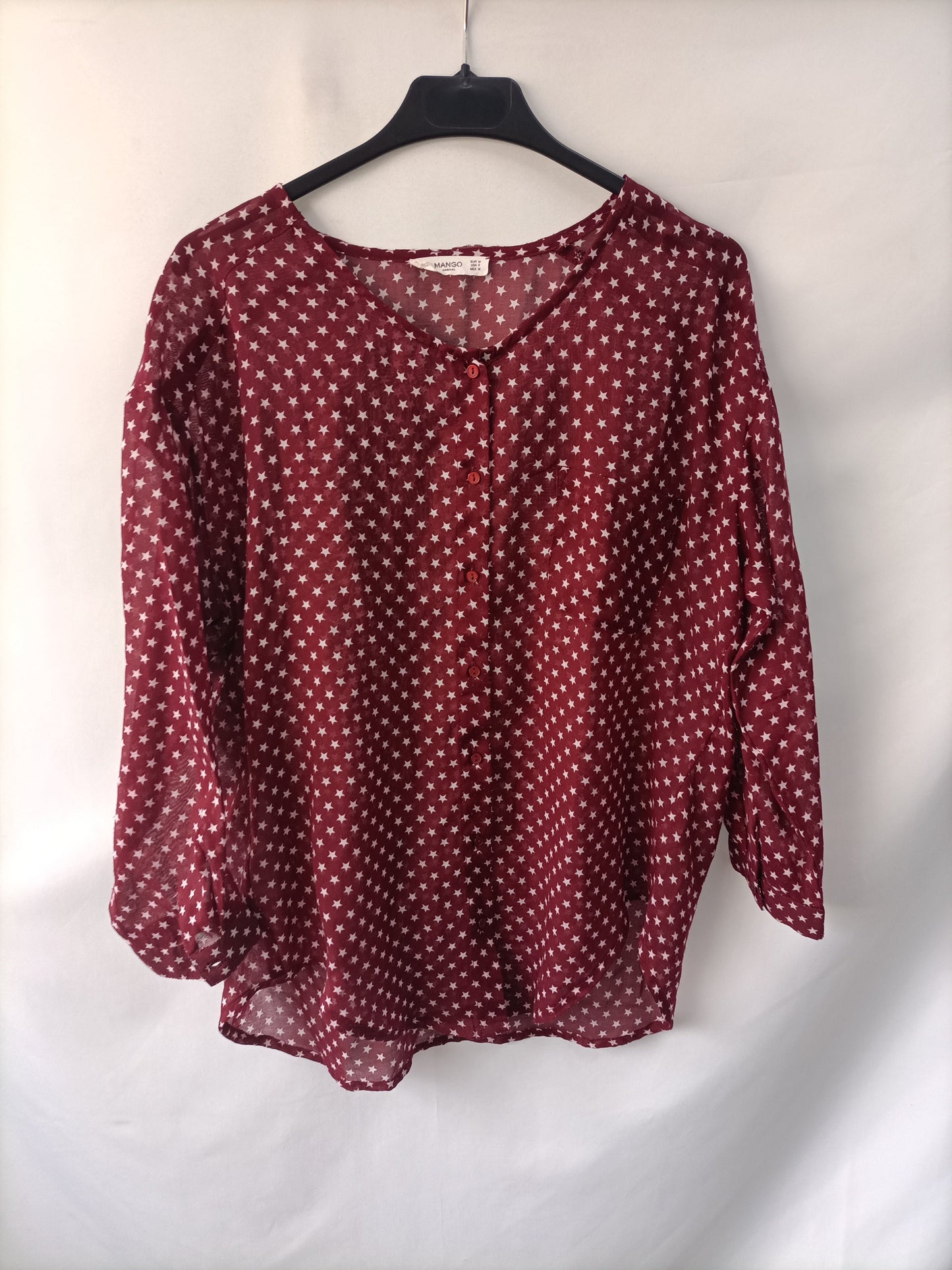 MANGO. Camisa estrellas T.m