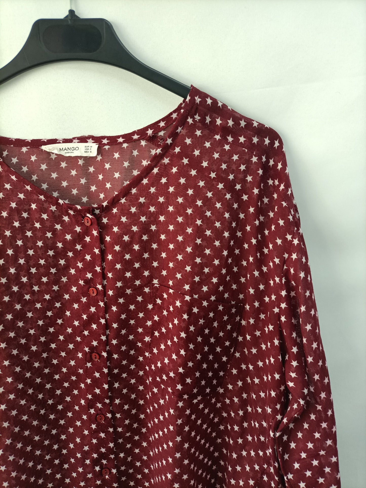 MANGO. Camisa estrellas T.m