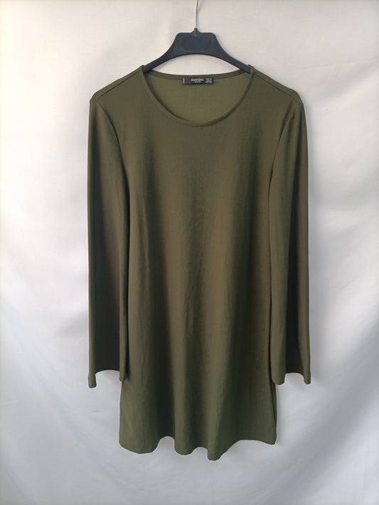 MANGO. Khaki green dress T.xs