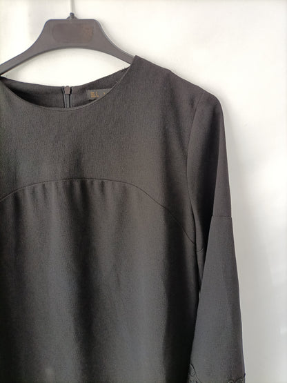 ZARA.Black lace formal dress with T-sleeves