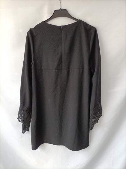 ZARA.Black lace formal dress with T-sleeves