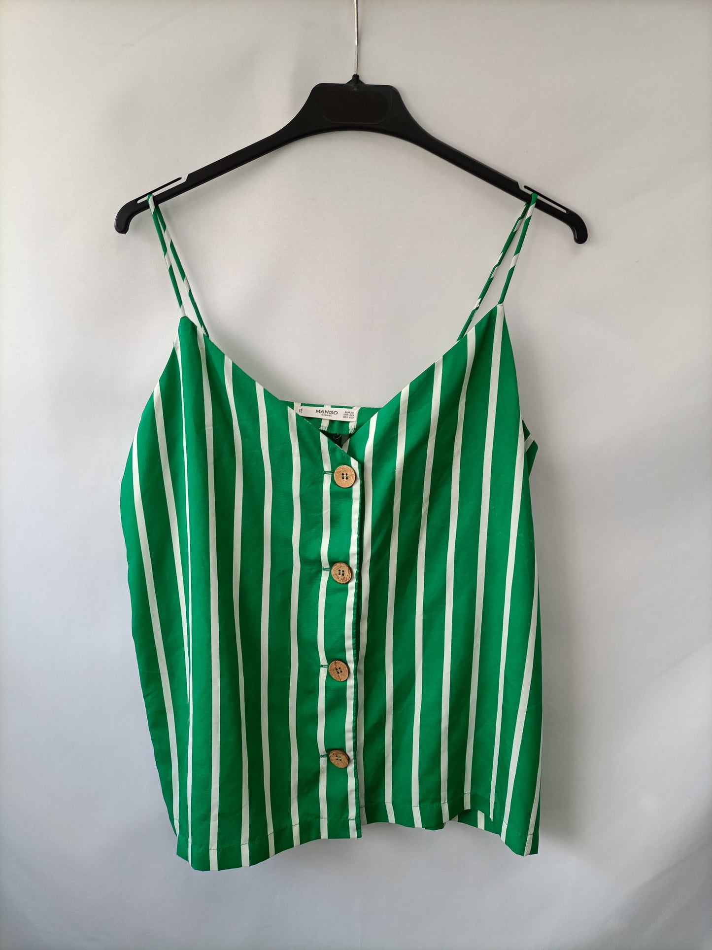 MANGO.Top verde rayas blancas T.xs