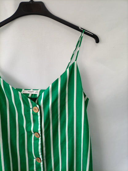 MANGO.Top verde rayas blancas T.xs