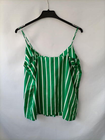 MANGO.Top verde rayas blancas T.xs