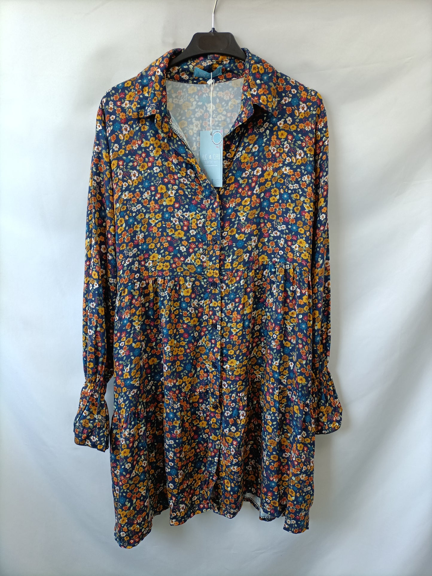 HUG&amp;CLAU. Blue floral dress Tm/l