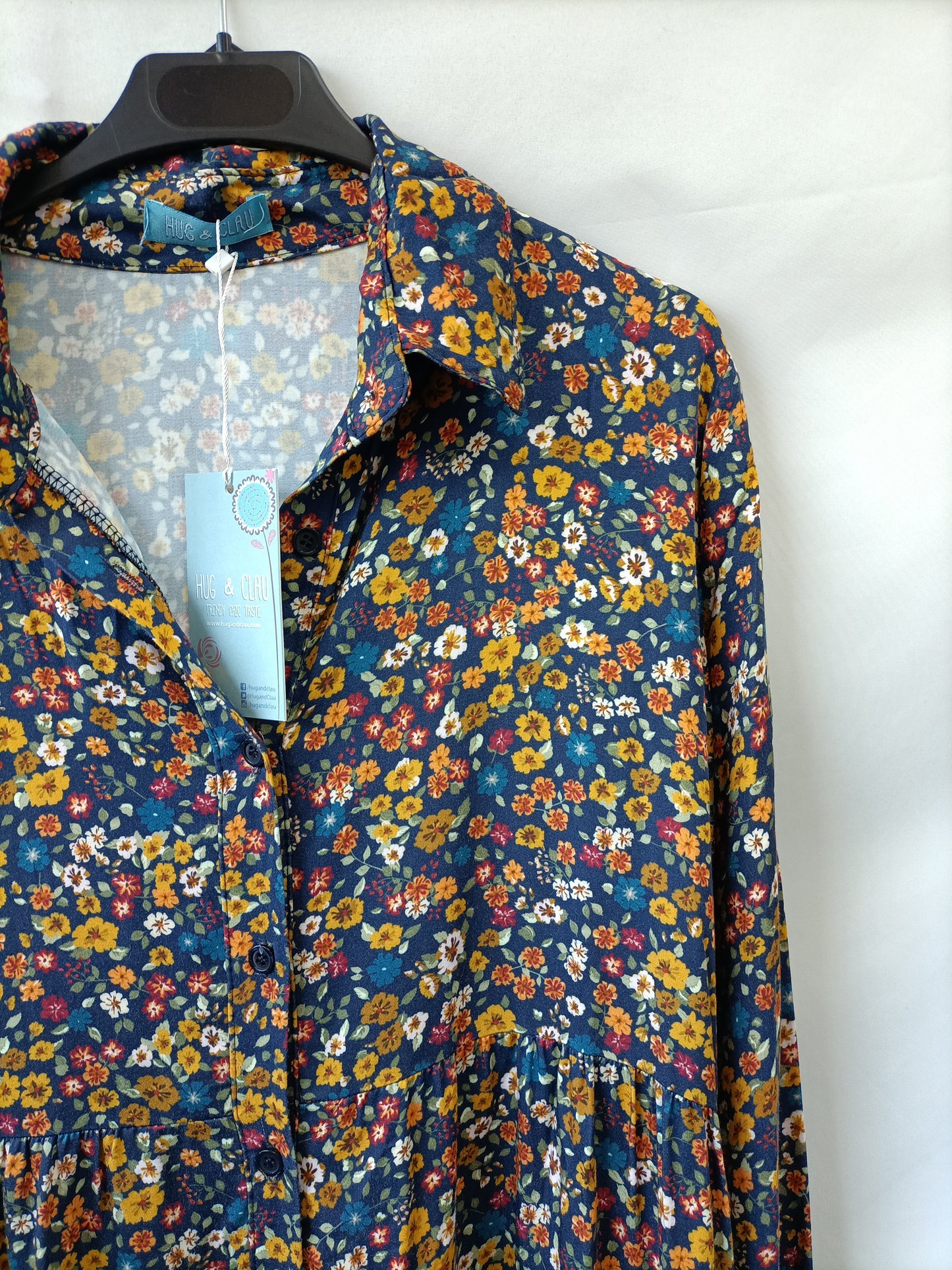 HUG&amp;CLAU. Blue floral dress Tm/l