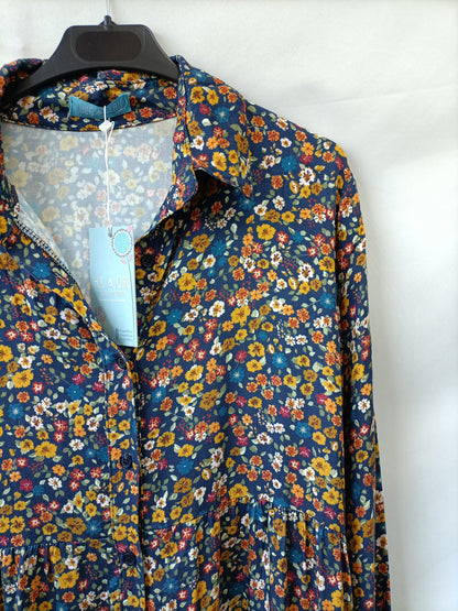 HUG&amp;CLAU. Blue floral dress Tm/l