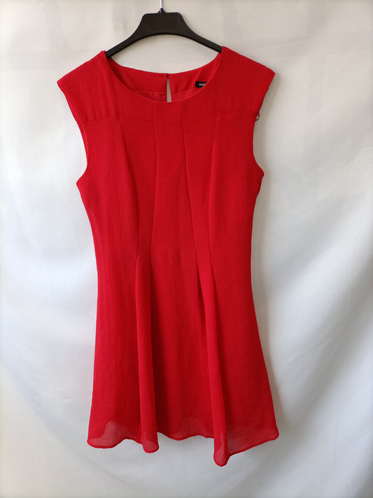 MANGO. Vestido corto rojo fluido T.s