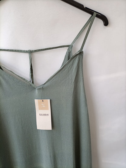 PULL&amp;BEAR. Short strappy green Ts dress