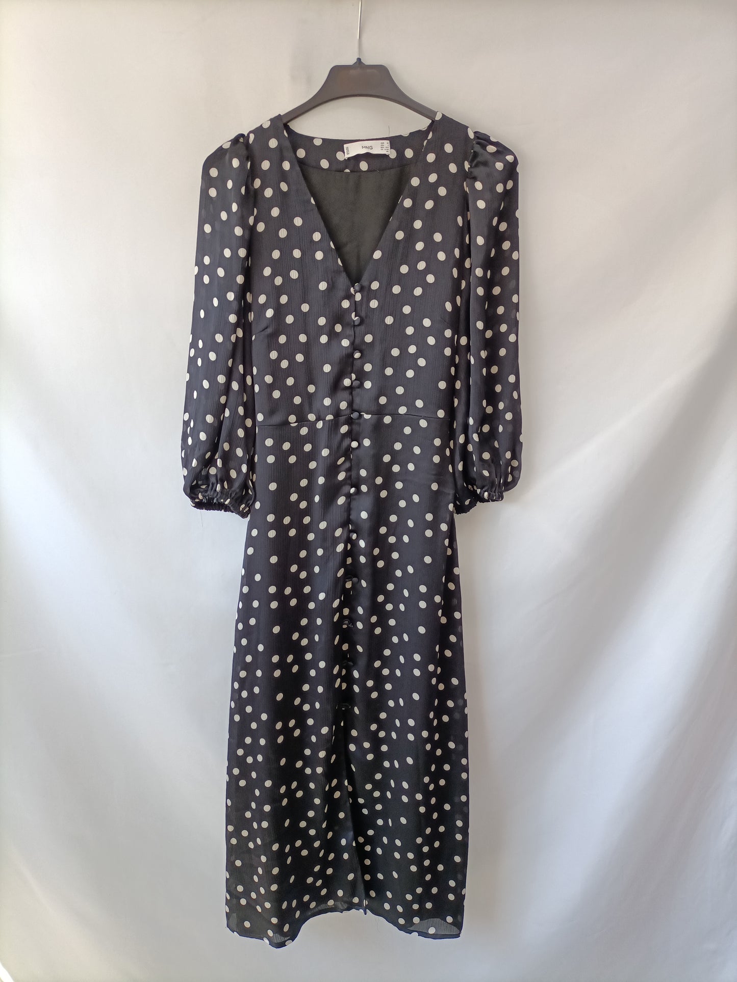 MANGO. Vestido midi lunares T.xs