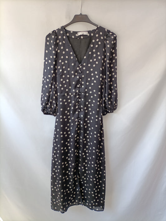 MANGO. Vestido midi lunares T.xs