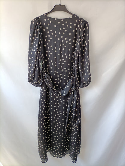 MANGO. Vestido midi lunares T.xs