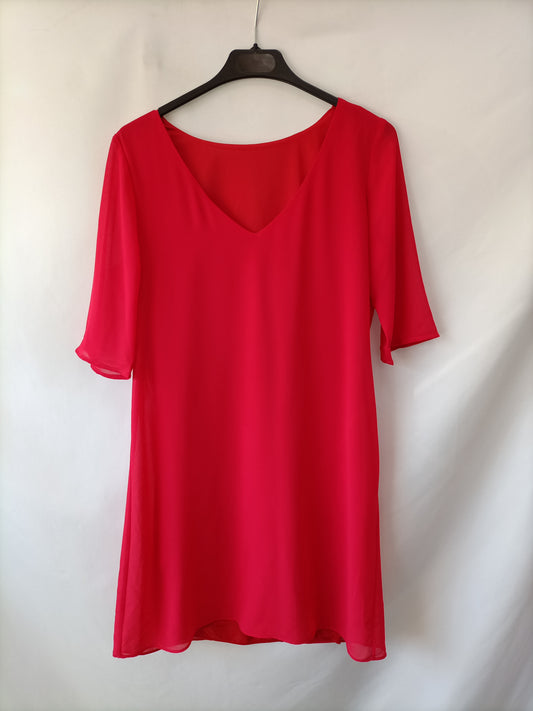 BIMANI.  Vestido rojo fluido T.m