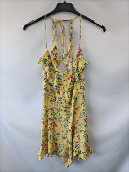 BERSHKA. Mono amarillo flores  T.m