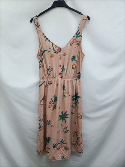 DES PETITS HAUTS. Vestido rosa flores T.2(m)