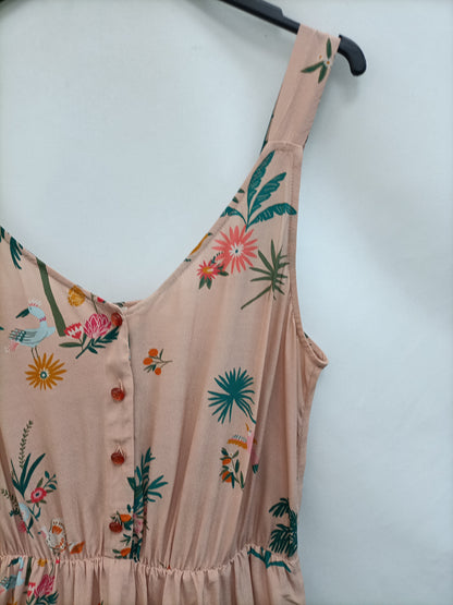 DES PETITS HAUTS. Vestido rosa flores T.2(m)