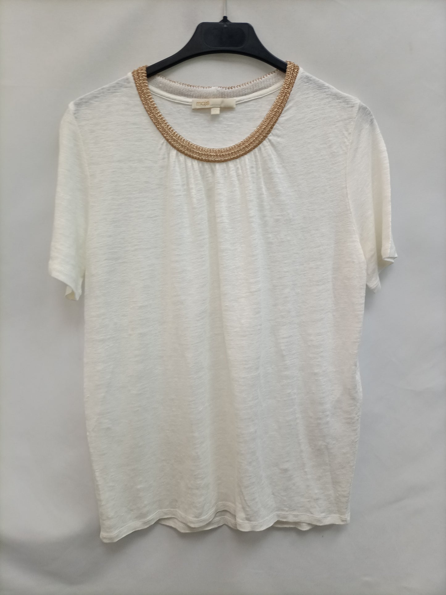 MAJE. White linen T-shirt T.1(s)