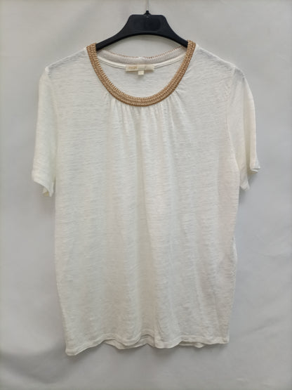MAJE. White linen T-shirt T.1(s)