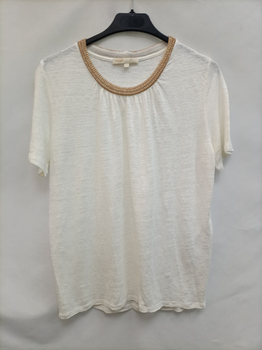MAJE. White linen T-shirt T.1(s)