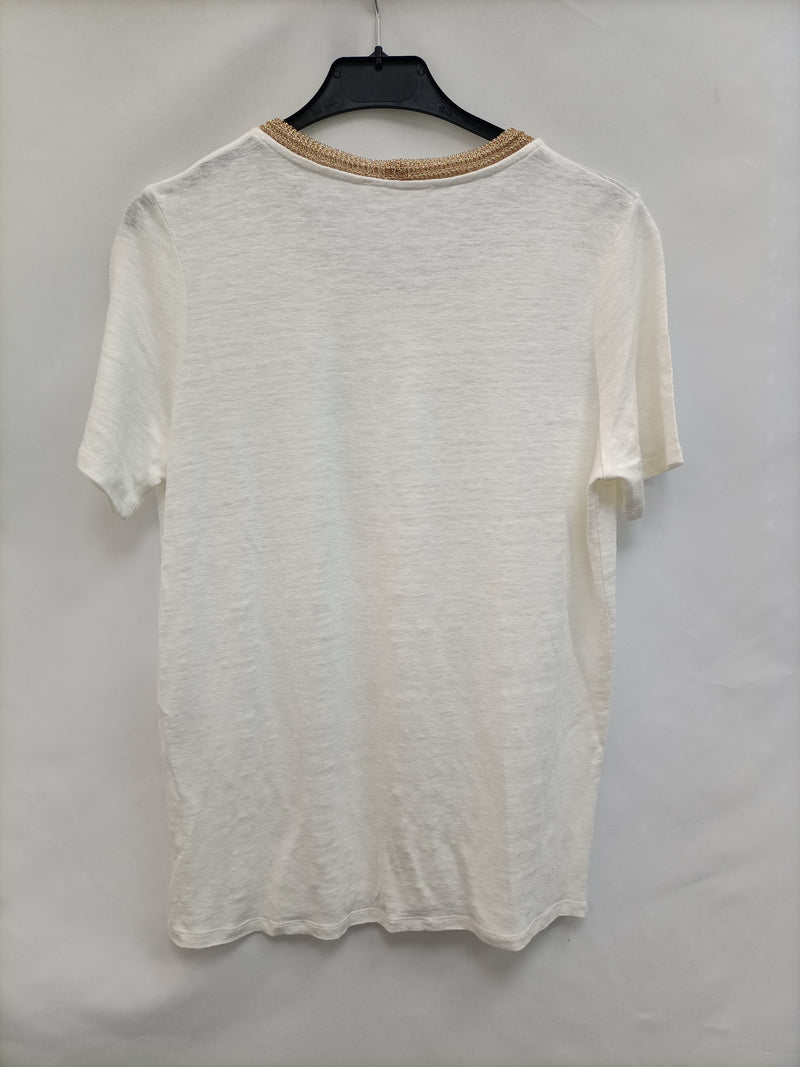 MAJE. Camiseta blancs lino T.1(s)