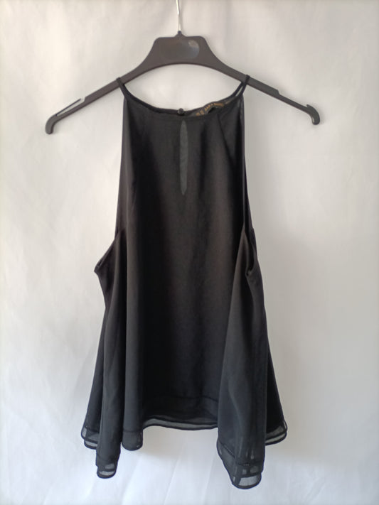 ZARA. Flowy black top T.xs