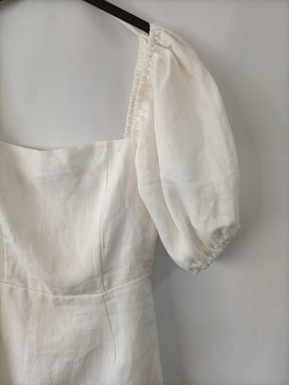 VERGE GIRLS. Vestido lino blanco T.6(s)