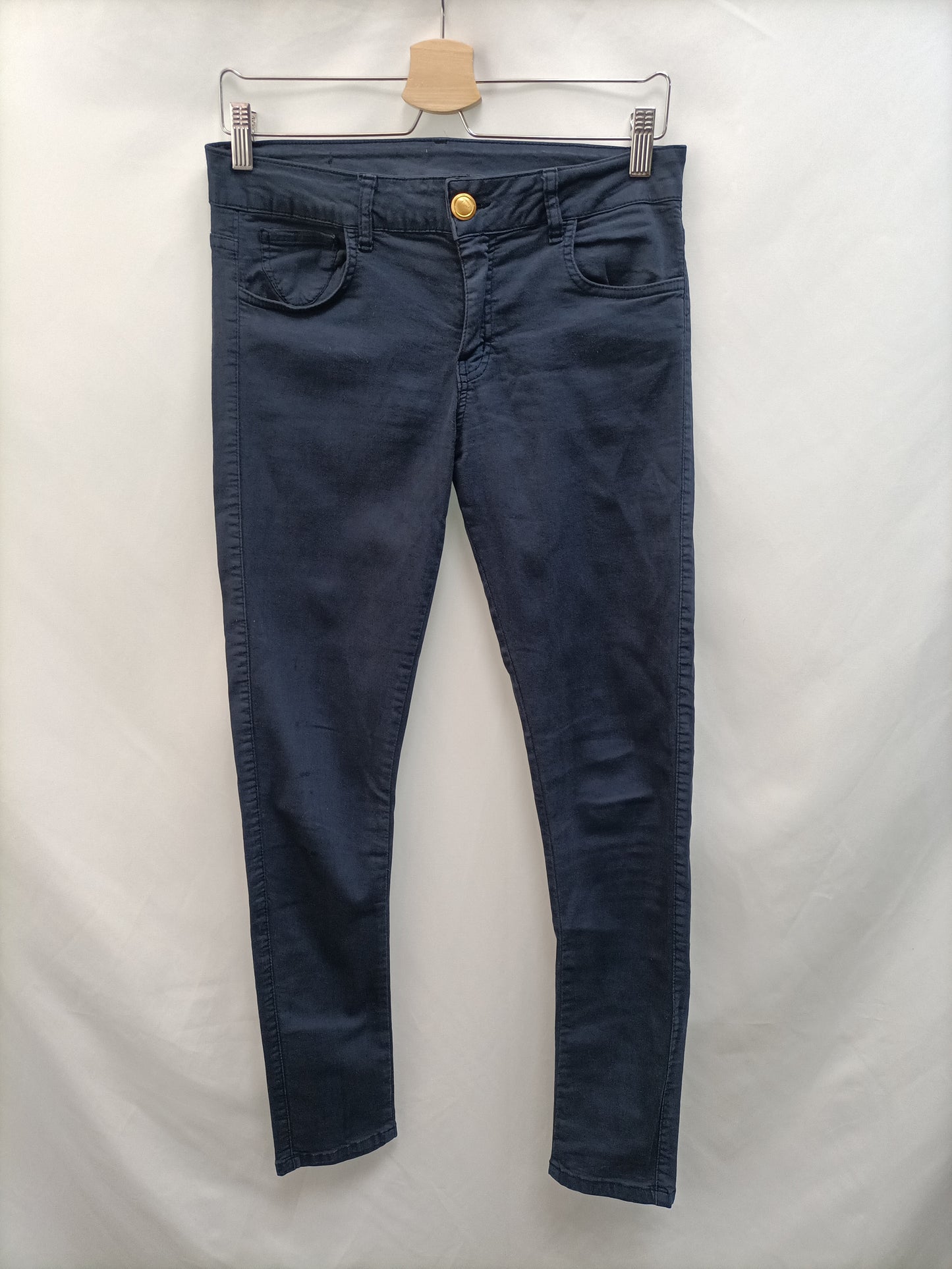 DENIM HALL. Pantalon azul marino bolsillos lentejuelas  T. 40 (cintura 38)