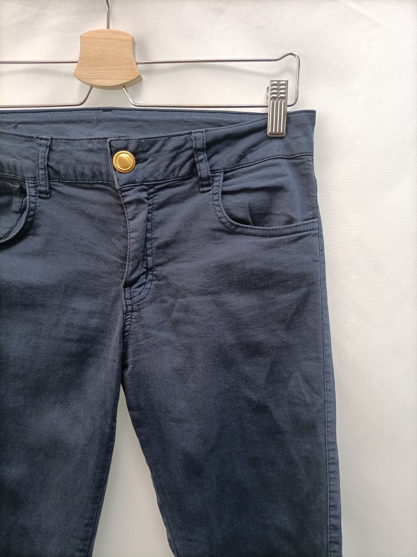 DENIM HALL. Pantalon azul marino bolsillos lentejuelas  T. 40 (cintura 38)