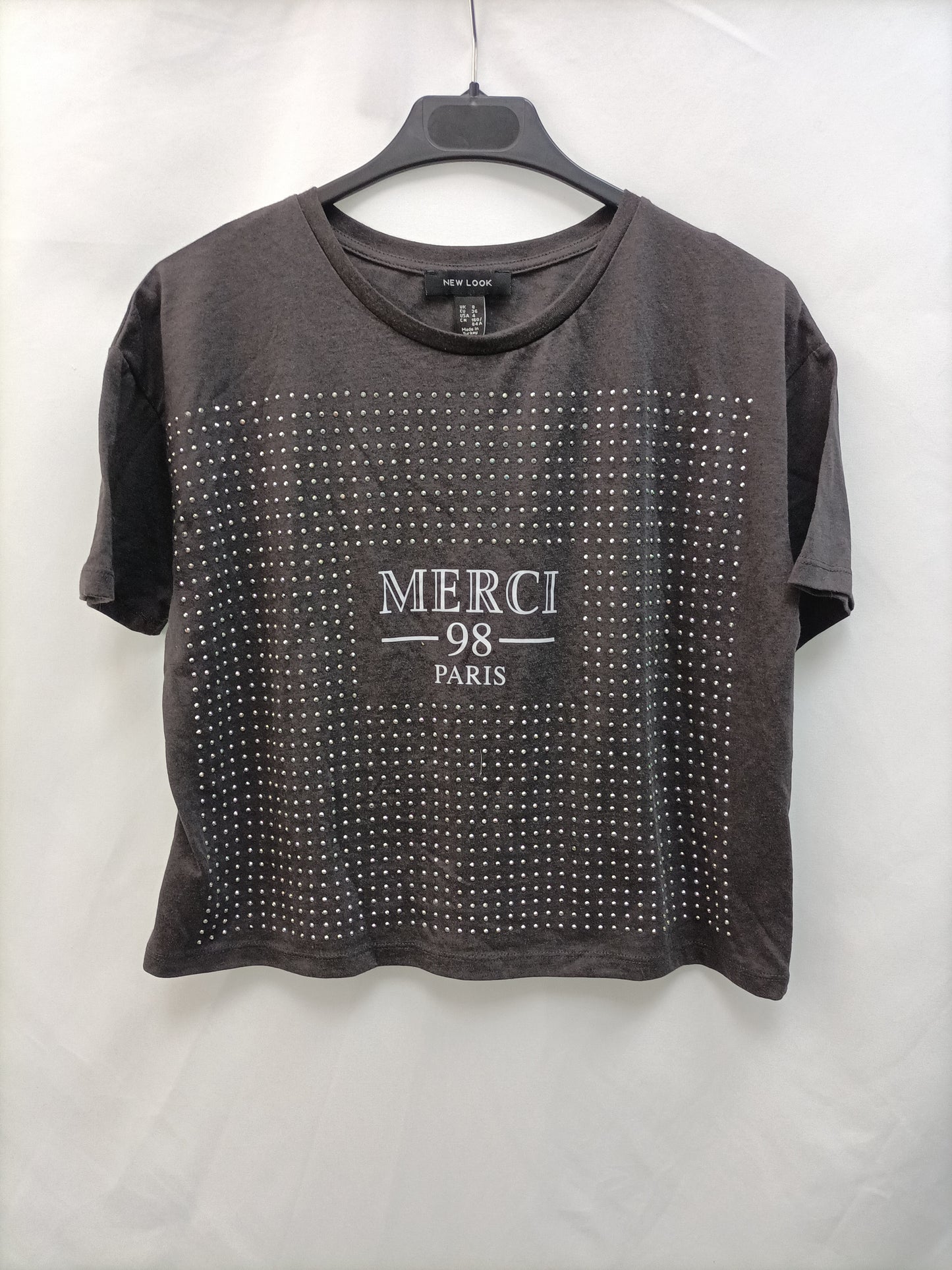NEW LOOK. Grey glitter T-shirt size 36