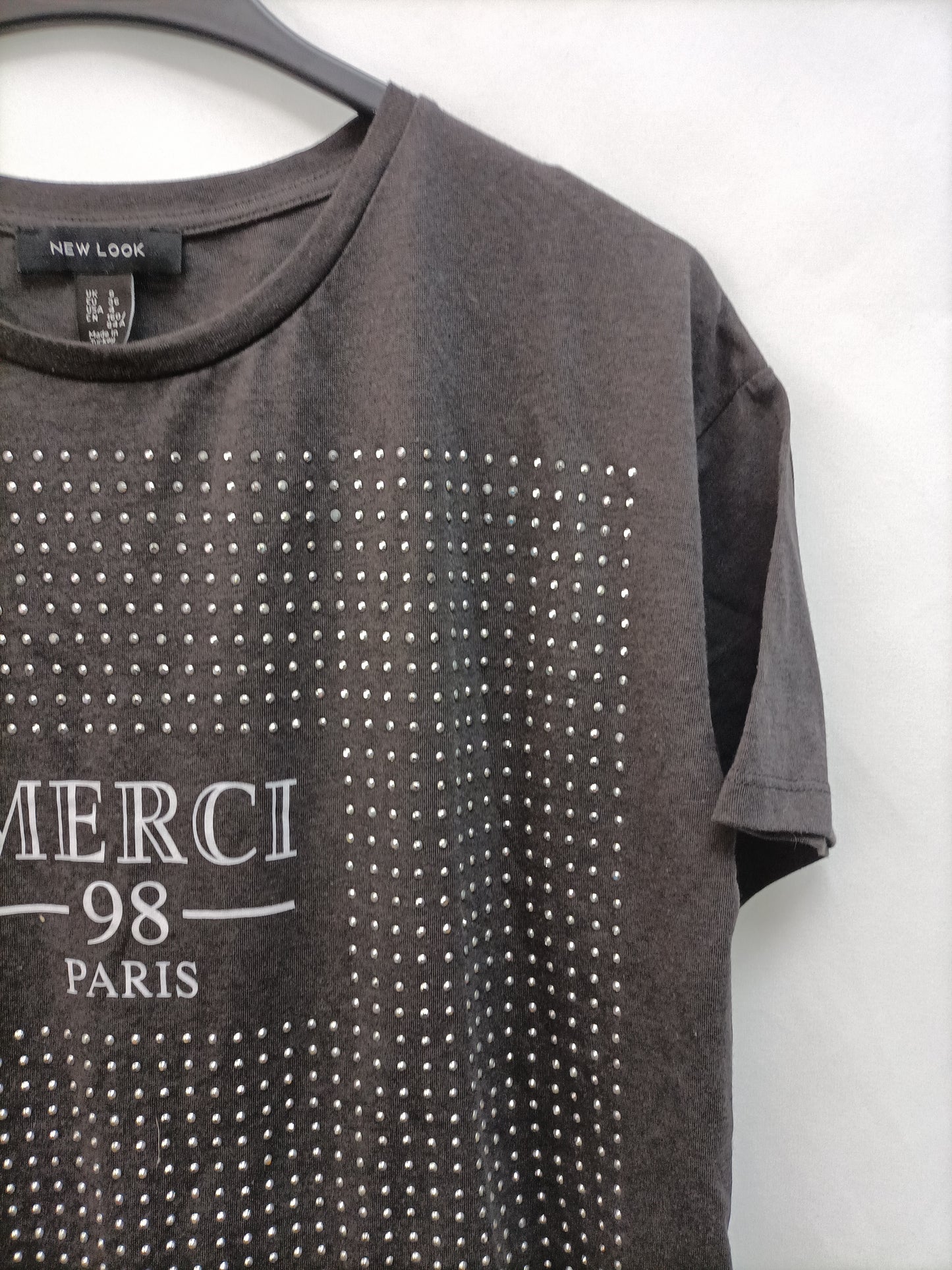 NEW LOOK. Grey glitter T-shirt size 36