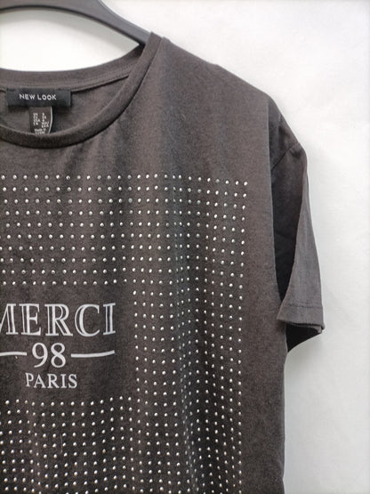 NEW LOOK. Grey glitter T-shirt size 36