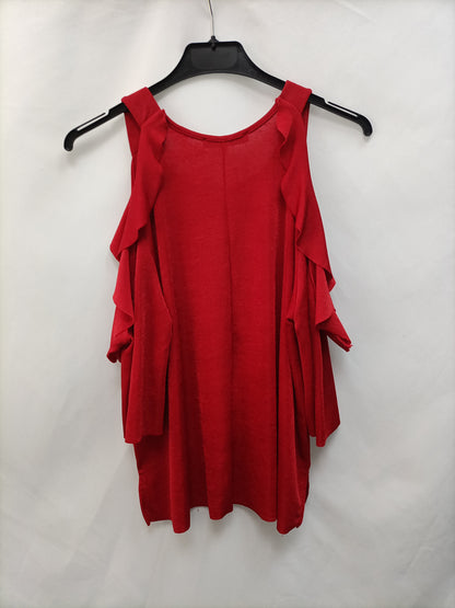 MANGO. Top rojo volantes T.s