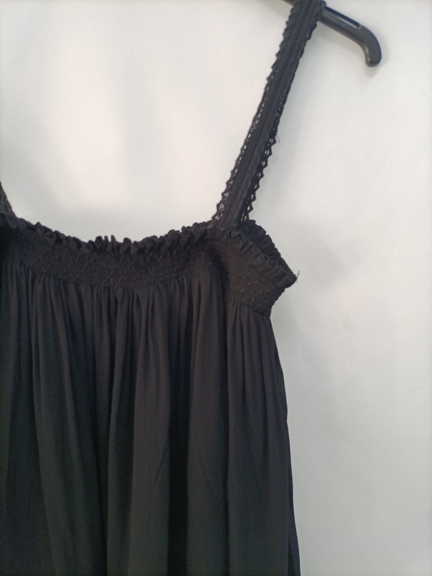 ZARA.Top negro detalles croché T.m