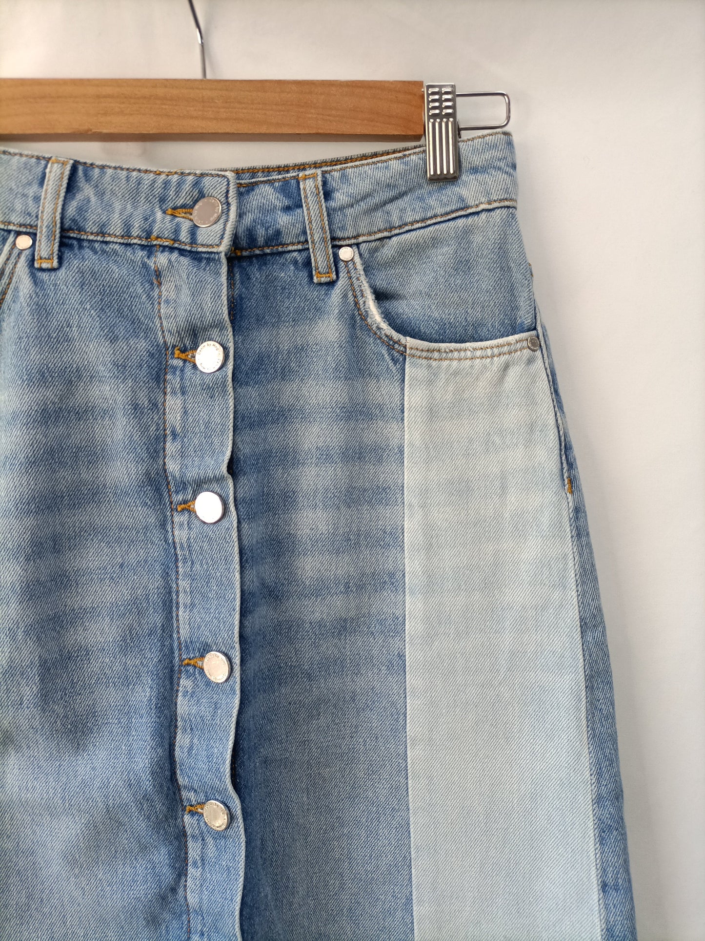 MANGO.Falda vaquera bicolor T.xs