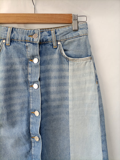 MANGO.Falda vaquera bicolor T.xs