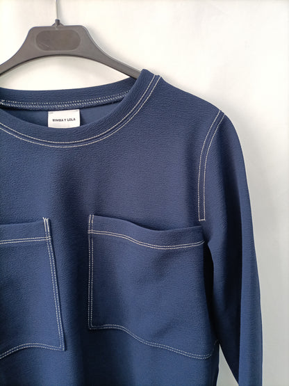 BIMBA Y LOLA. Blue T-shirt with pockets TM