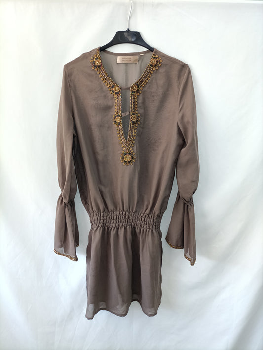 SALVADOR BACHILLER. Brown Beaded Blouse TM