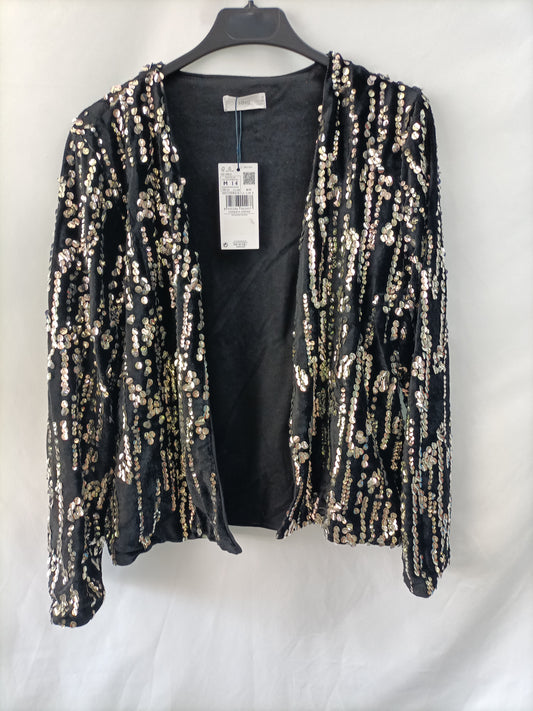 MANGO. Chaqueta negra lentejuelas T.m